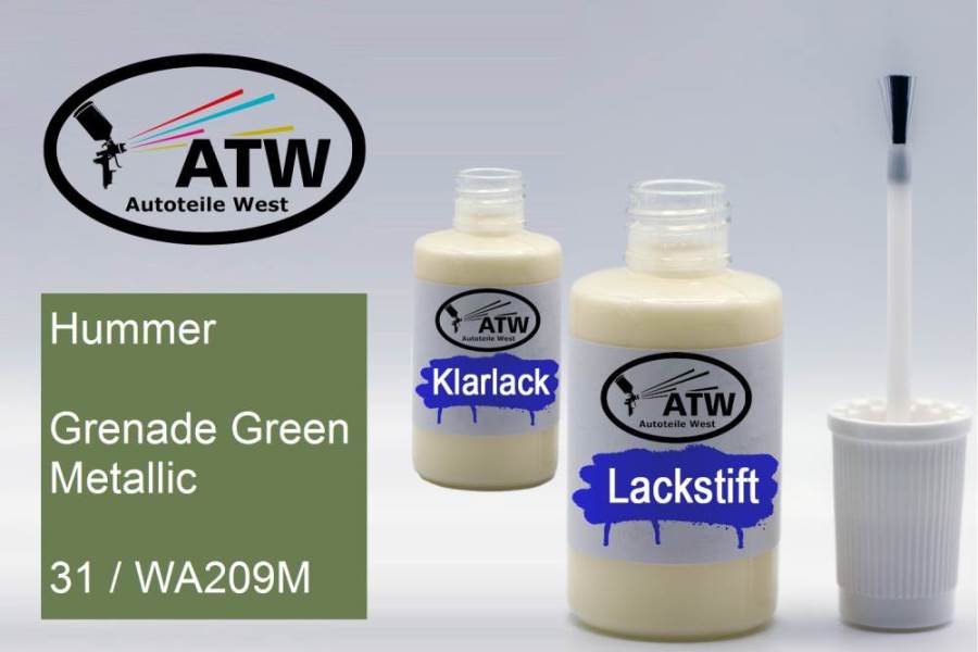 Hummer, Grenade Green Metallic, 31 / WA209M: 20ml Lackstift + 20ml Klarlack - Set, von ATW Autoteile West.